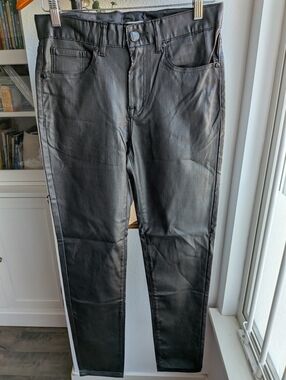 NWT Barabas Los Angeles "Shine Bright" Black Coated Slim Fit Pants Size 30